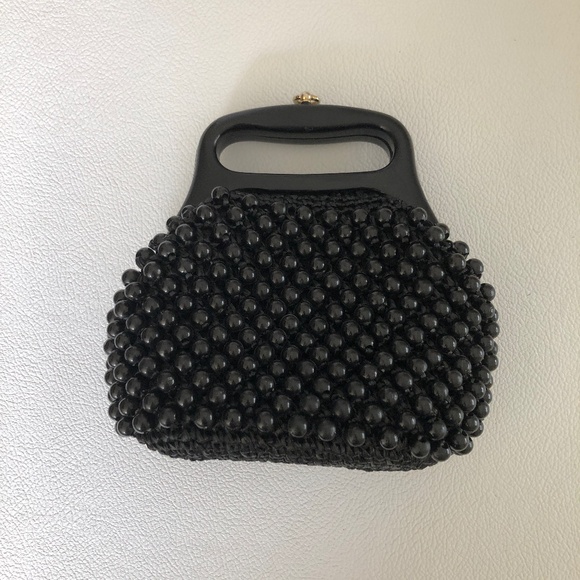 Vintage Black Bead Handbag - Picture 1 of 5